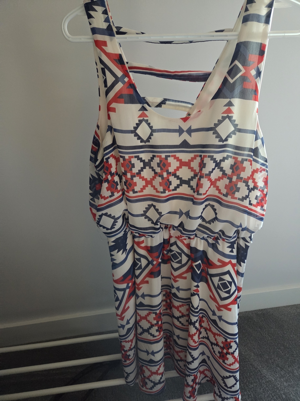 Eyeshadow Cream, Navy & Red Tribal Midi Dress